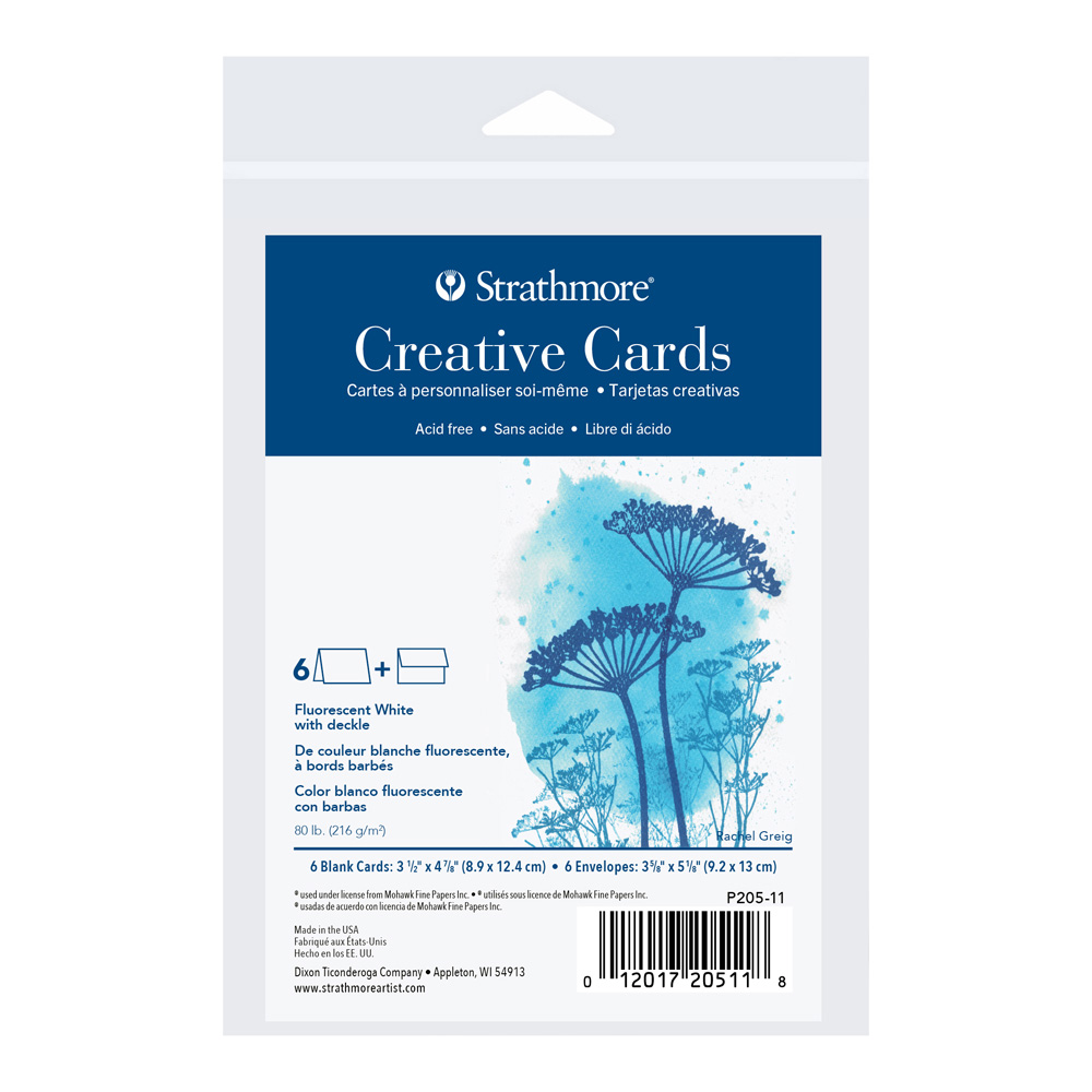 Strathmore Announce Cards Flrcnt White Pk/6