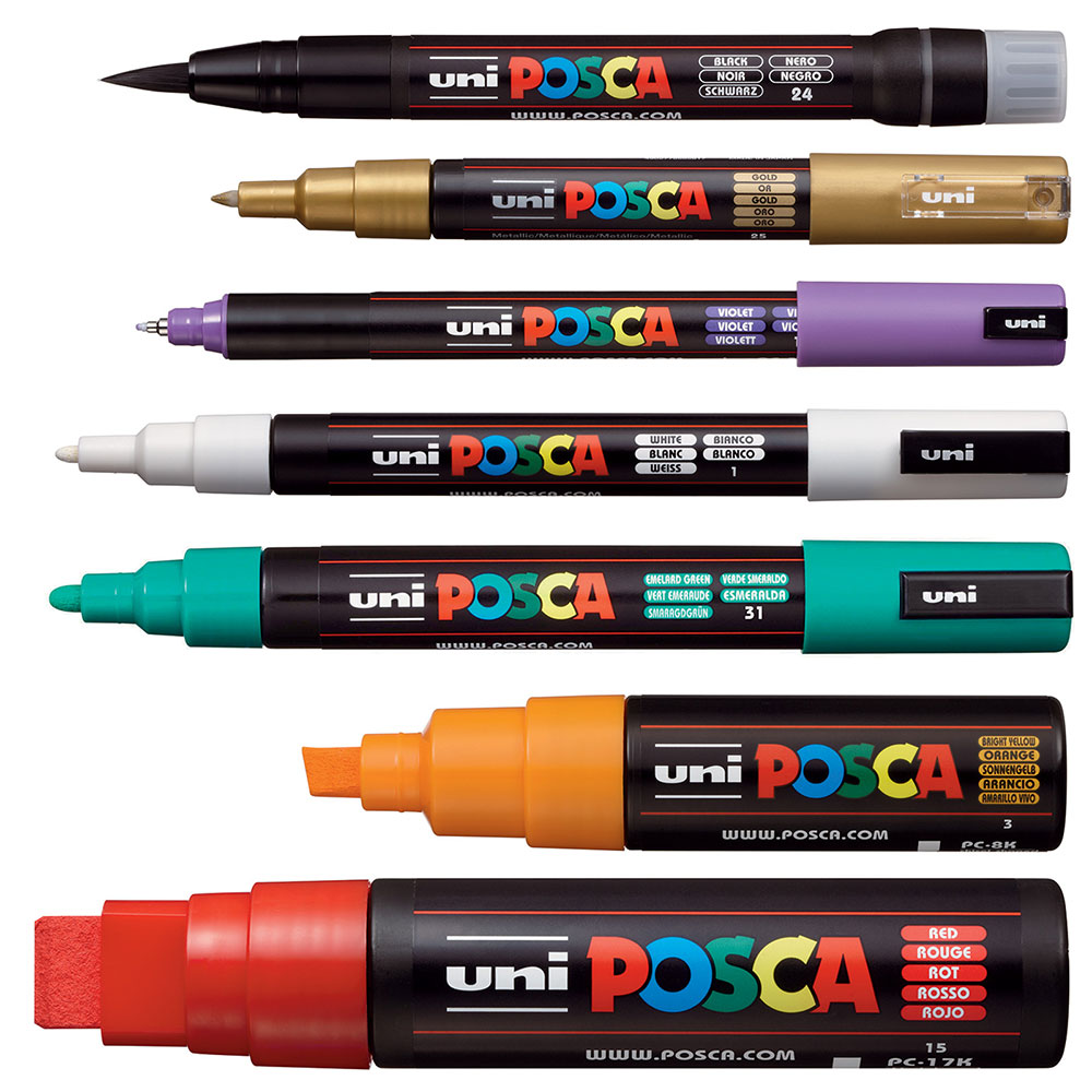 POSCA Paint Marker Medium 8 Color Set Mono Tone - Wet Paint