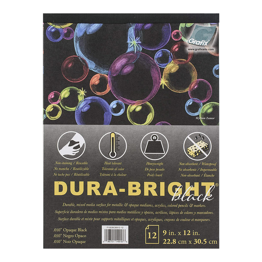 Grafix Dura-Bright .01 Black 9X12 Pad 12/Sh