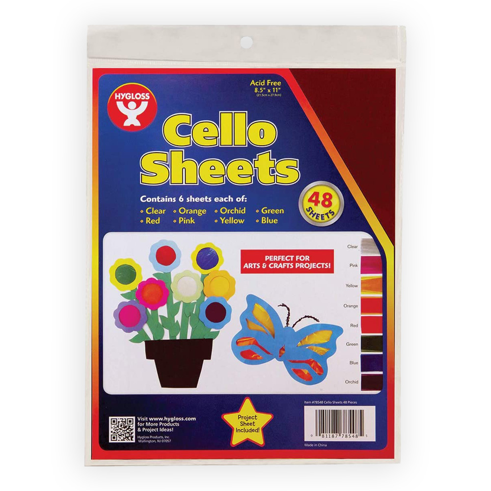 Cello Sheets 48 Sheets Assorted 8.5X11