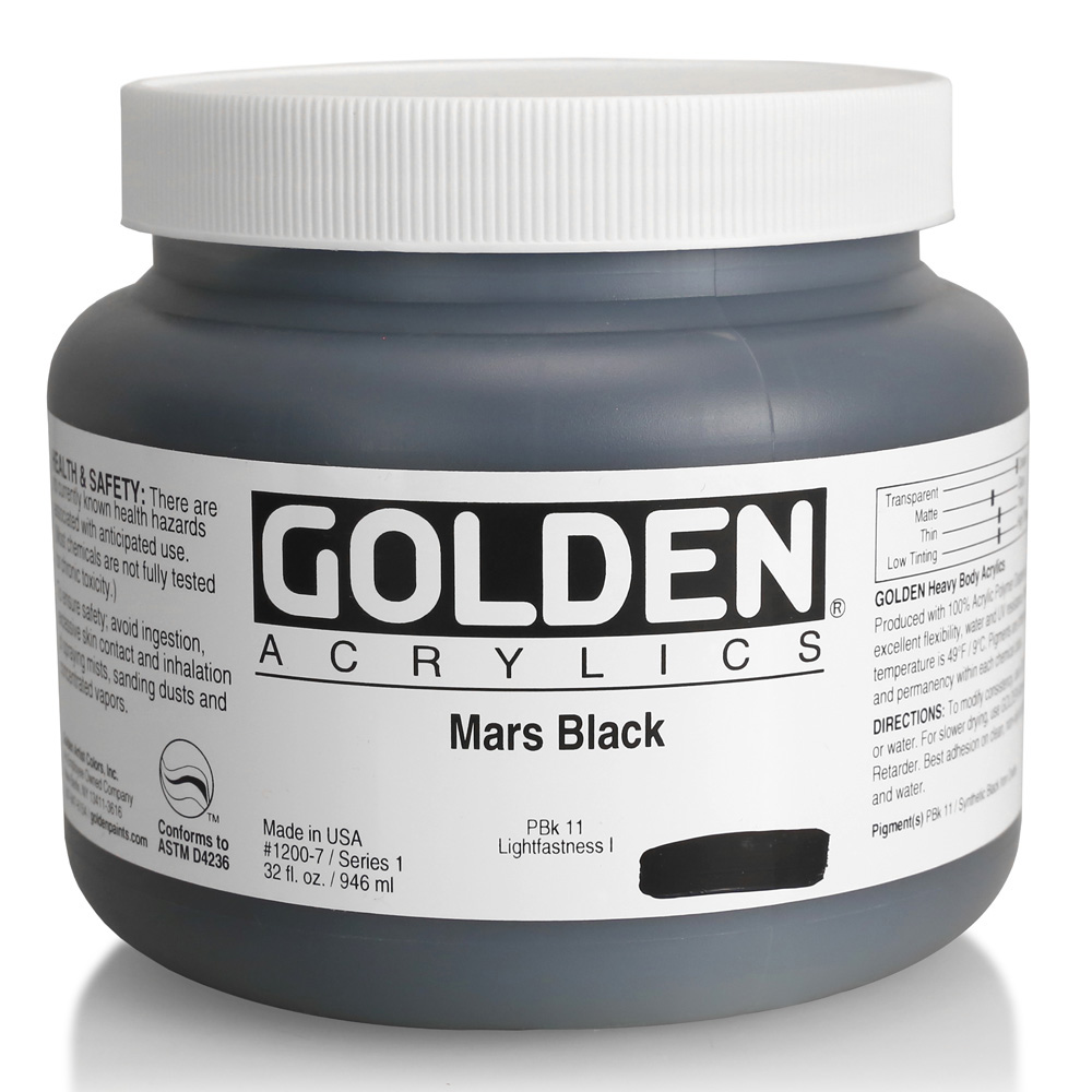 Golden Acrylic 32 oz Mars Black