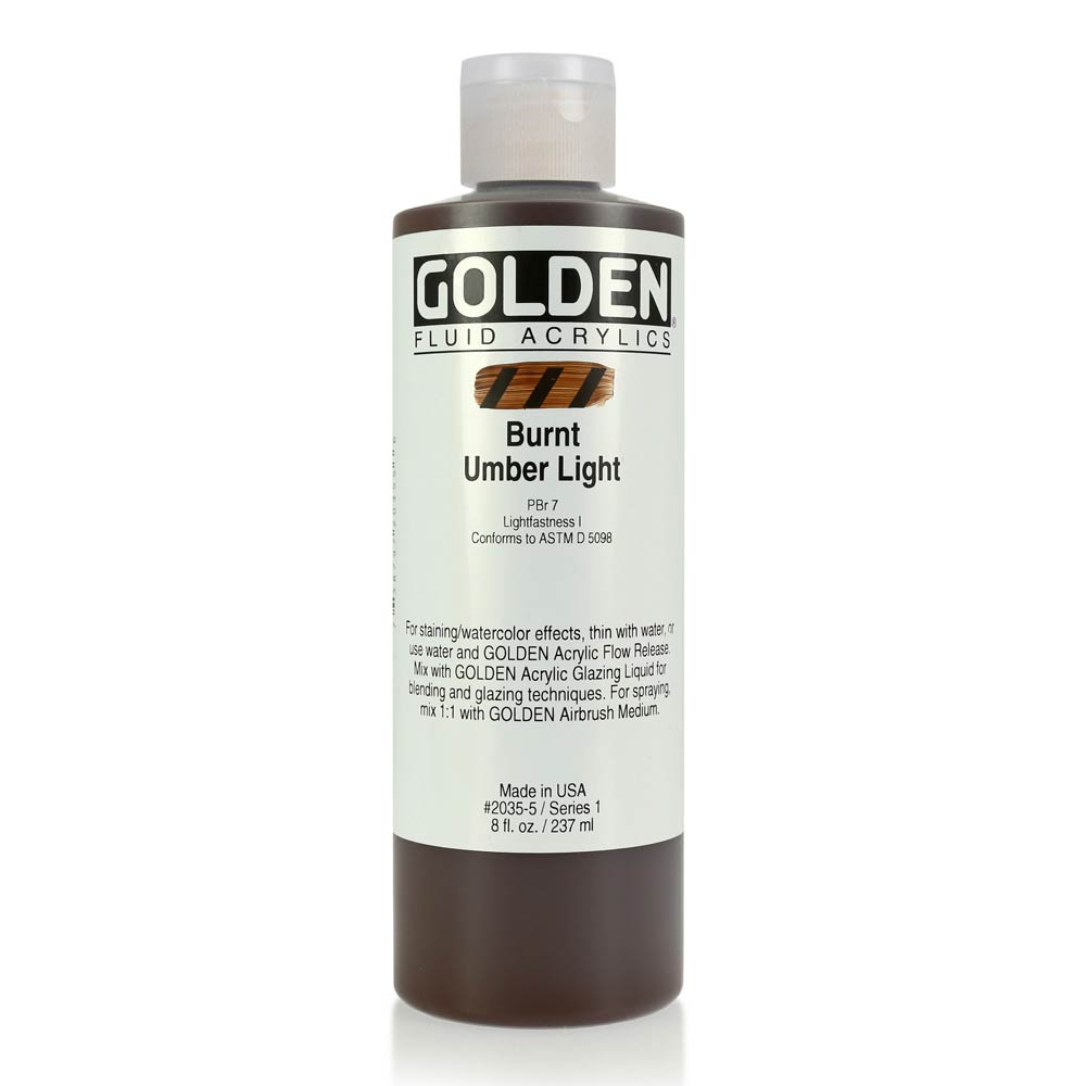Golden Fluid Acrylic 8 oz Burnt Umber Lt