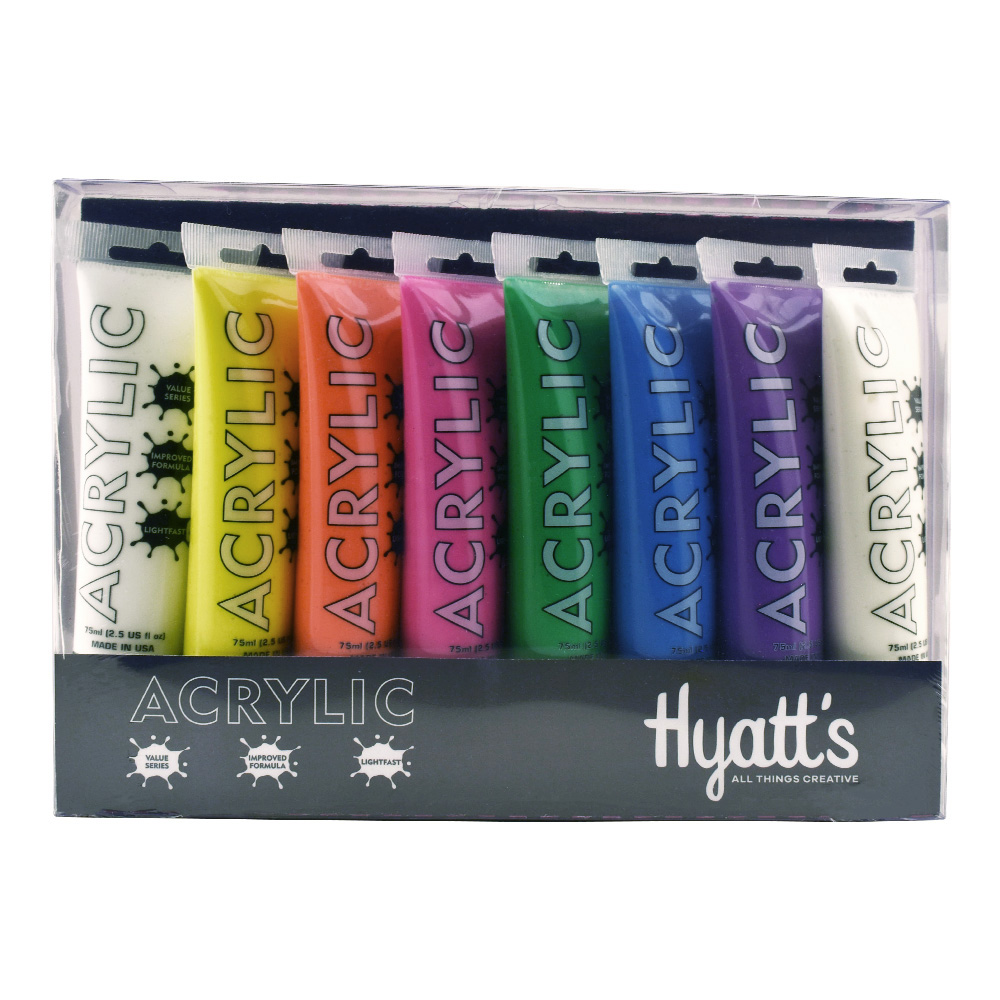 Hyatt's Acrylic 8 Tube 75 ml Neon Set