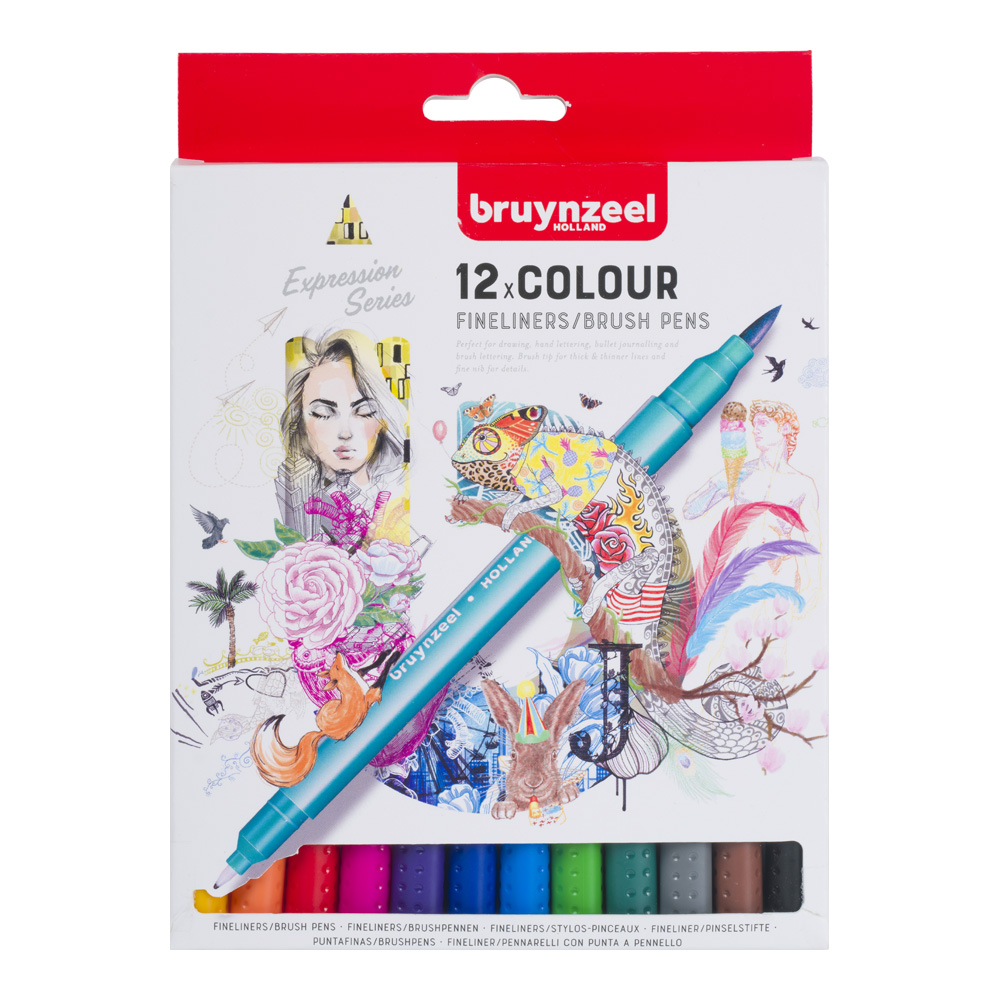 Bruynzeel Fineliner Brush Pen Set 12
