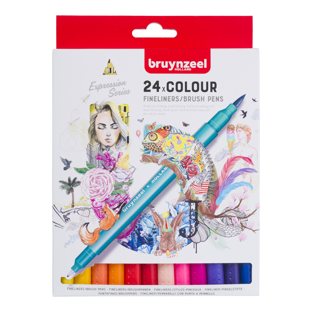 Bruynzeel Fineliner Brush Pen Set 24