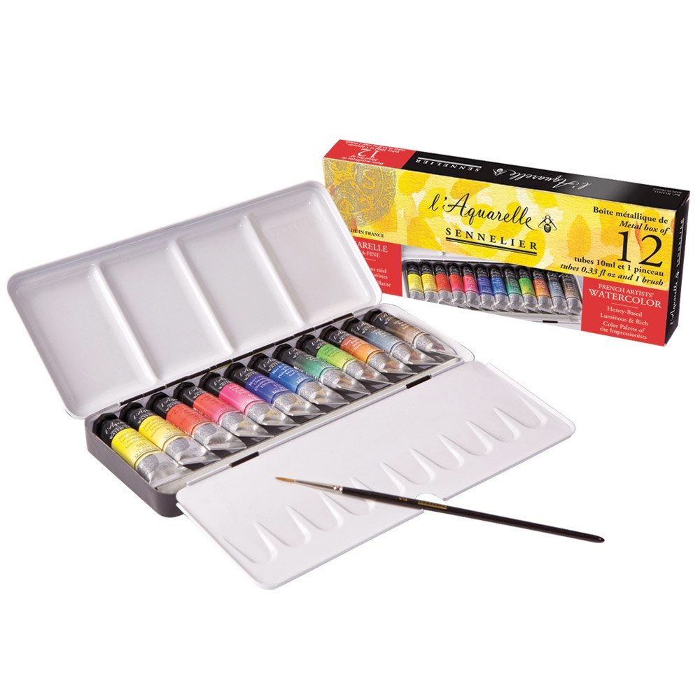 Sennelier Watercolor Metal Box 12 Tube Set