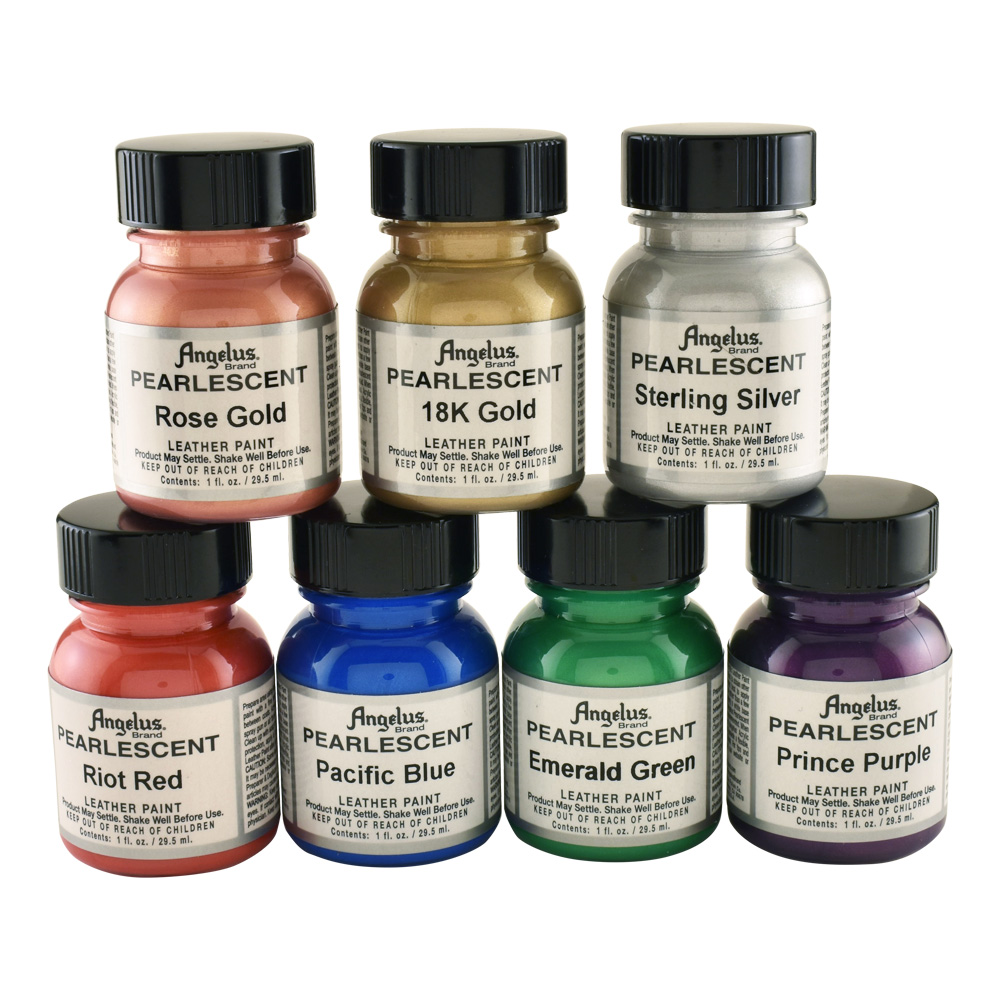 Angelus Leather Paint Set Of 7 Pearlized 1oz