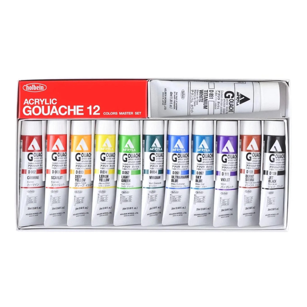 Holbein Acrylic Gouache Master Set Of 12 20 m