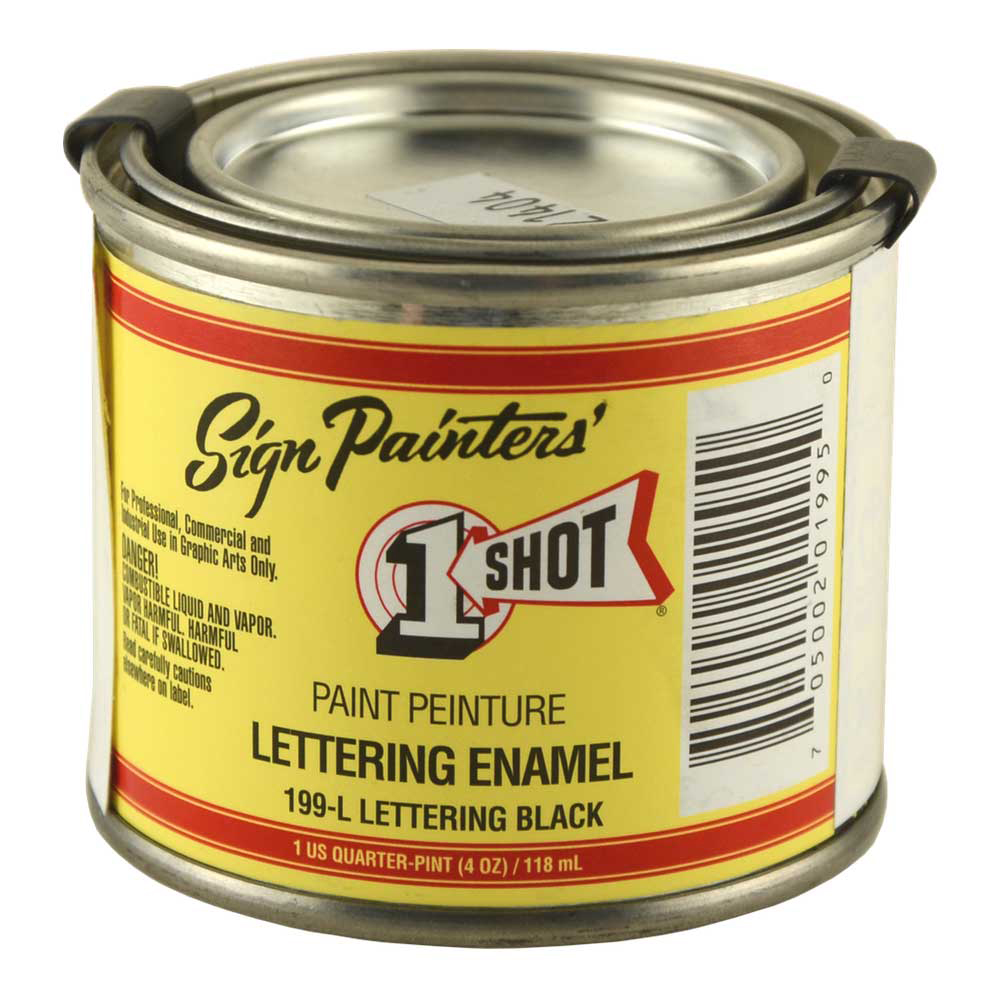 1 Shot Lettering Enamel 199L Black 4 oz