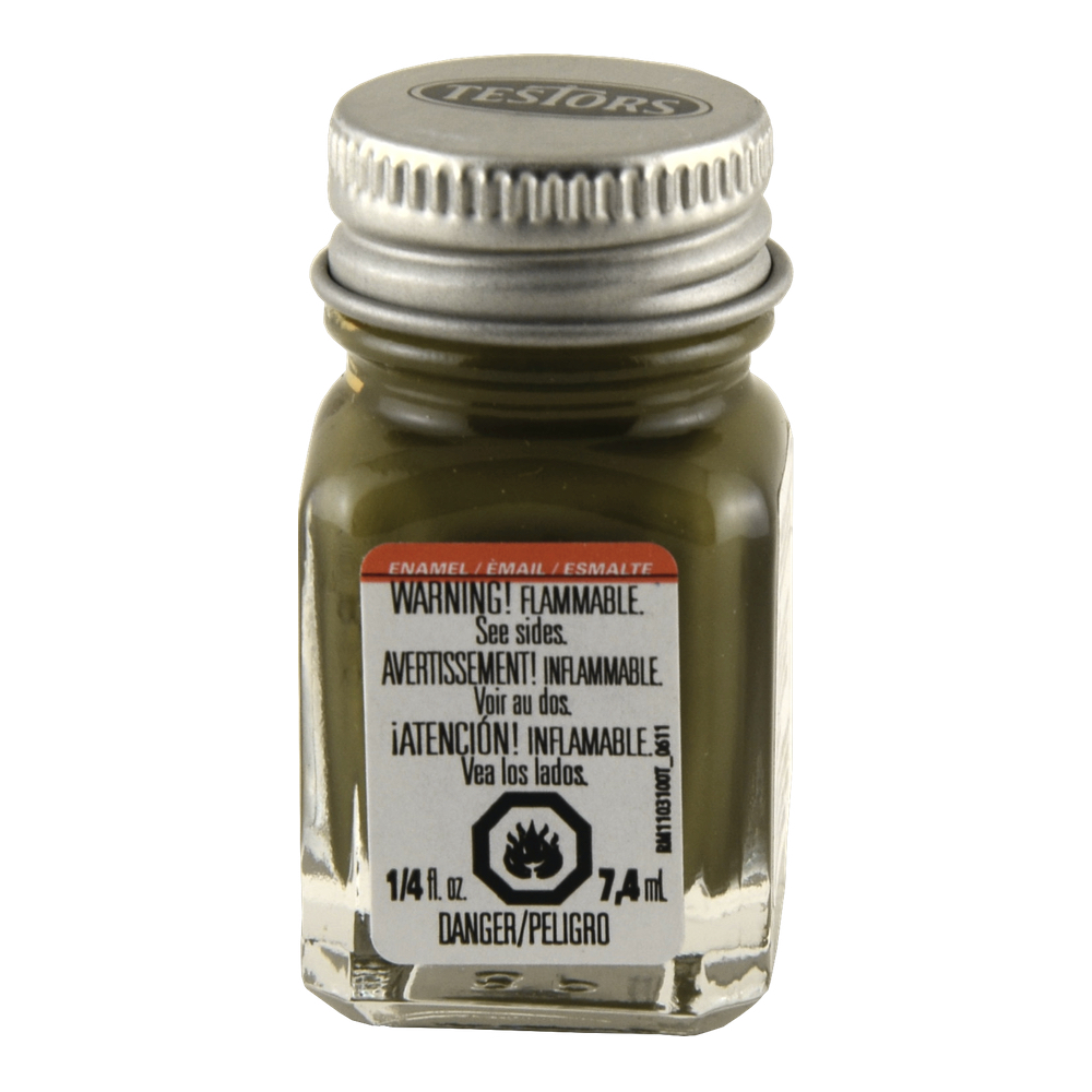 Testors Enamel 1/4 oz Bottle Flat Olive