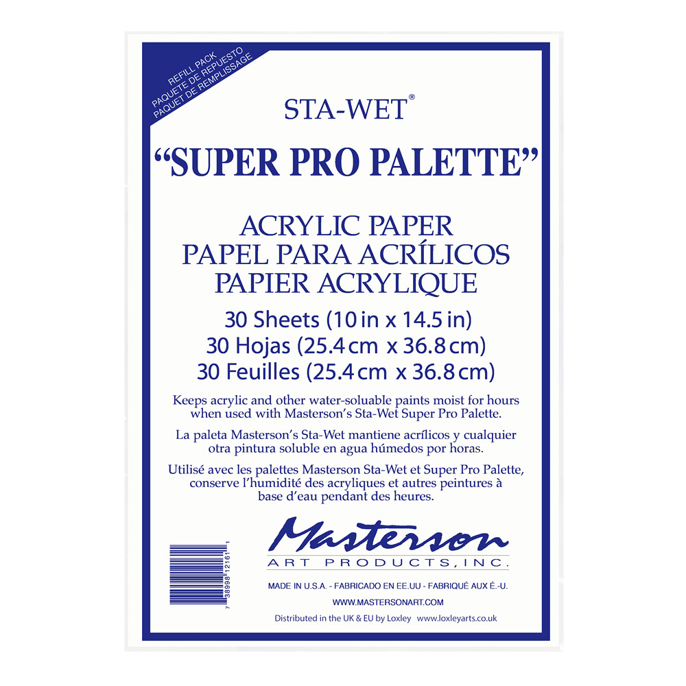 Masterson Sta-Wet Handy Palette Acrylic Refill Sheets, 30 Sheets