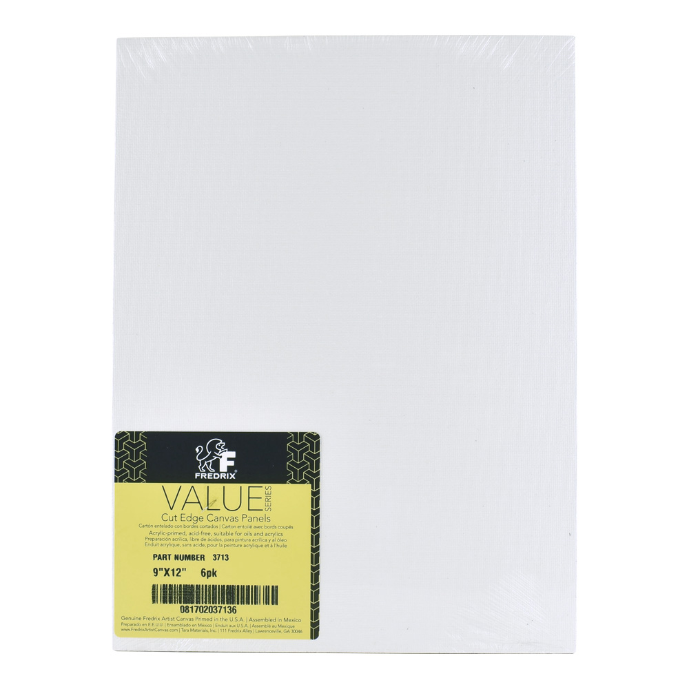 Fredrix White Cut Edge Panel 9X12 6 Pack