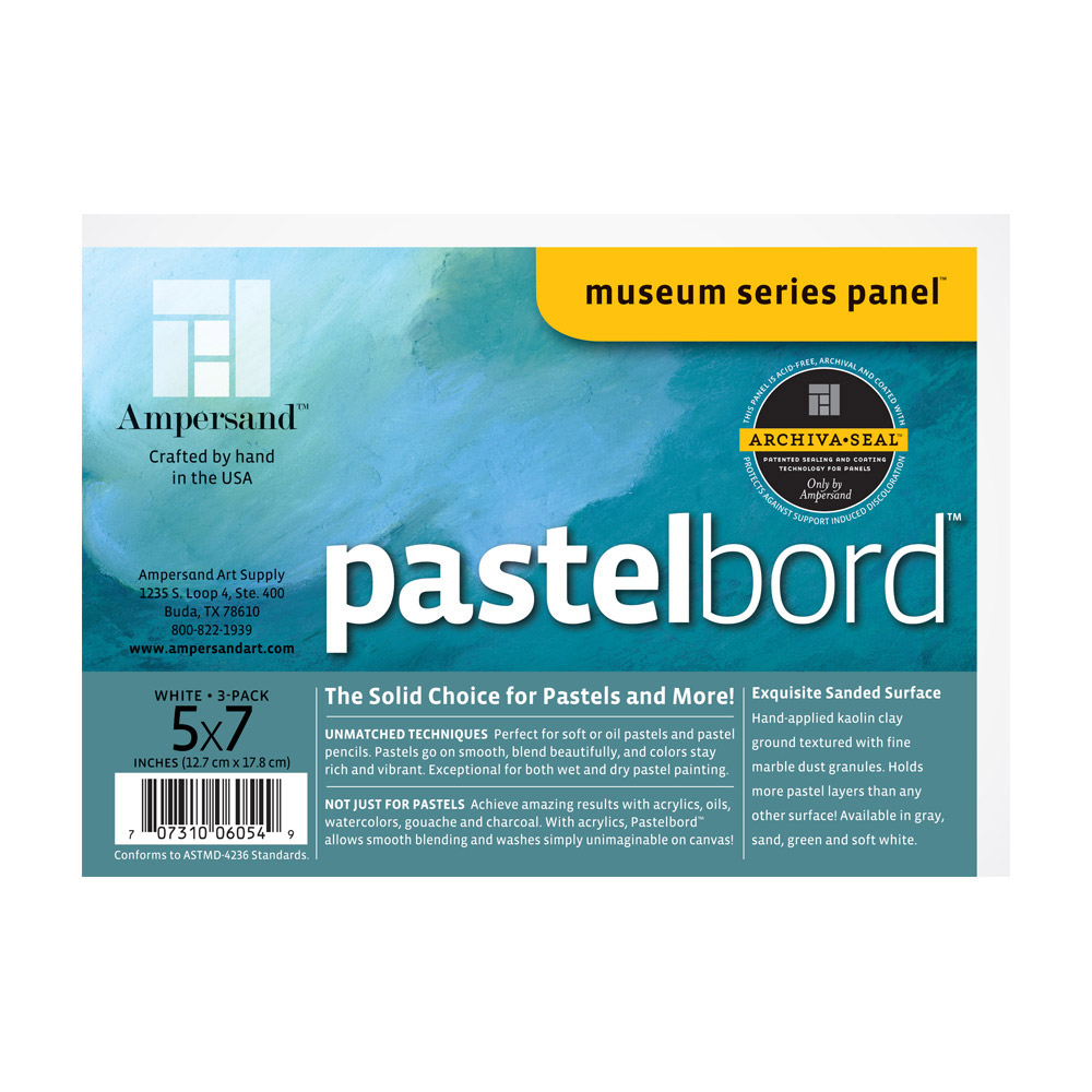 Ampersand Pastelbord White 1/8 Inch 5X7 Pk/3