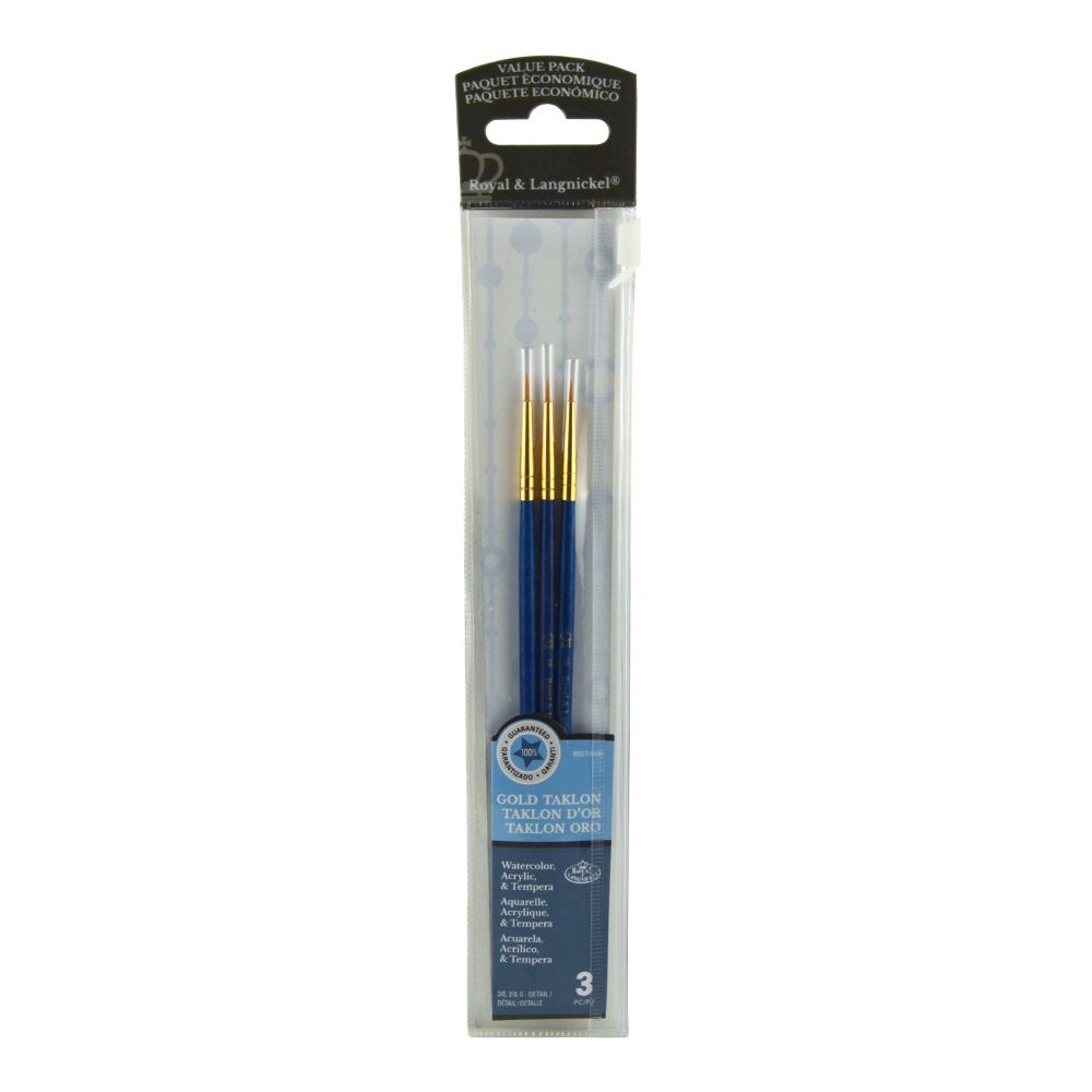 R&L 3 Brush Value Pk 9109 Detail Gold Taklon