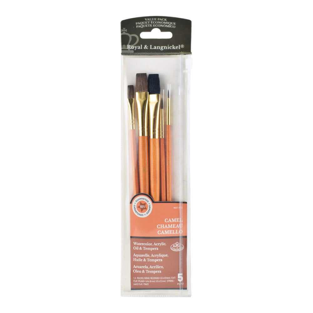 R&L 5 Brush Value Pk 9115 Asst Sable/Camel