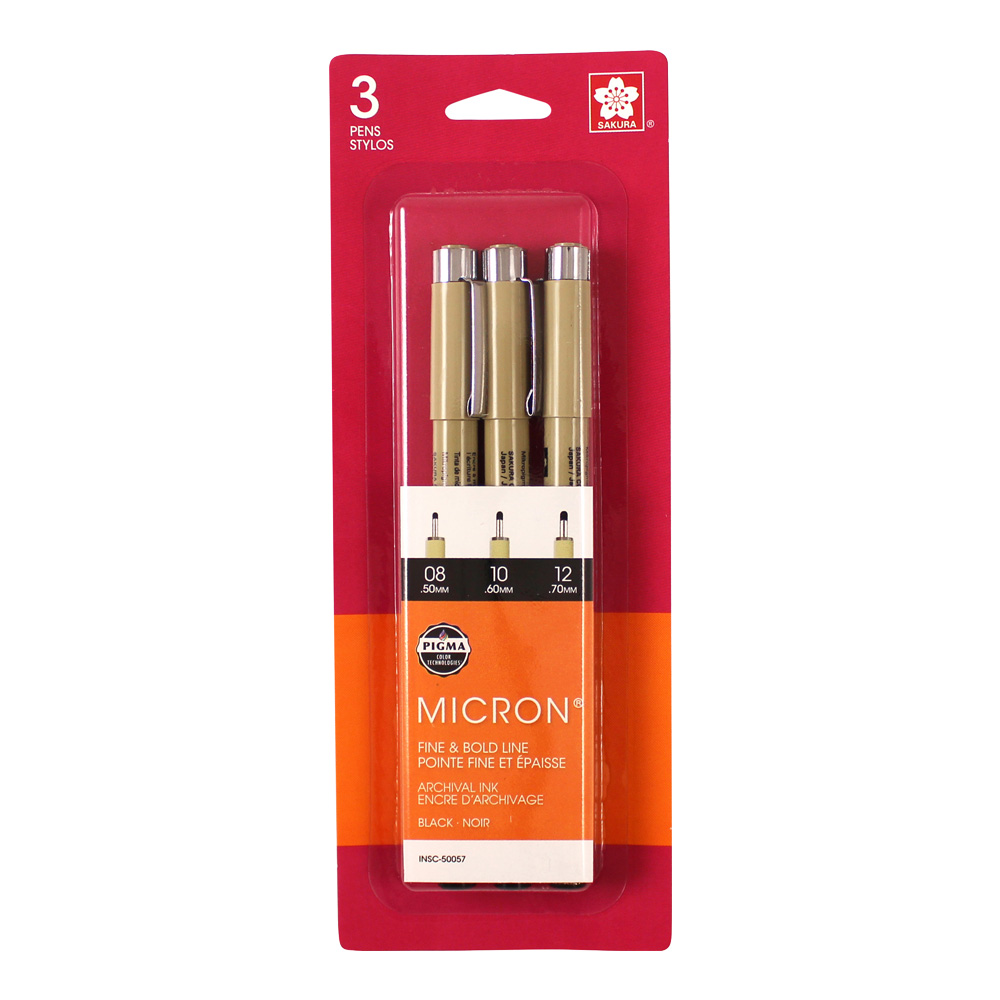 Pigma Micron Pen Set/3 Black 08 10 12