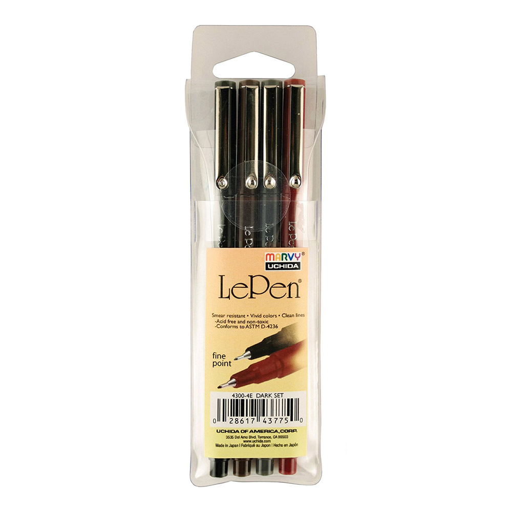 LePen Set of 4 Dark Color Pens
