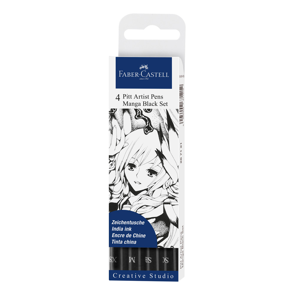 Pitt Artist Pen Manga Black Set of 4