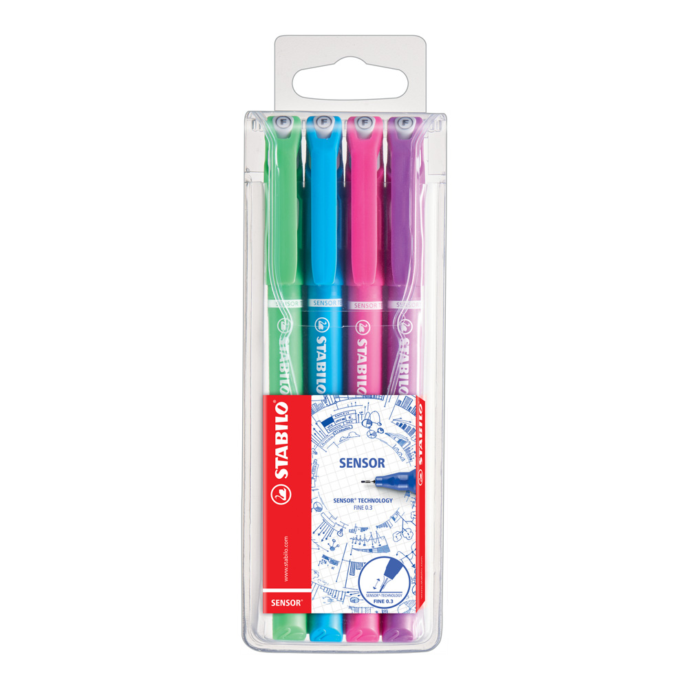 Stabilo Sensor Fine Pen Wallet 4pk Vibrant