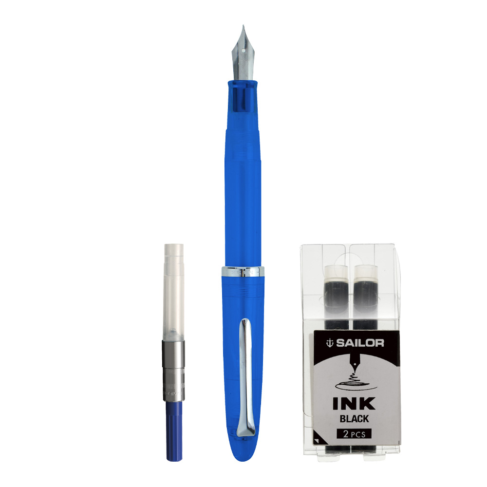 Sailor Compass Steel Fnt Pen Set Blue MF Nib