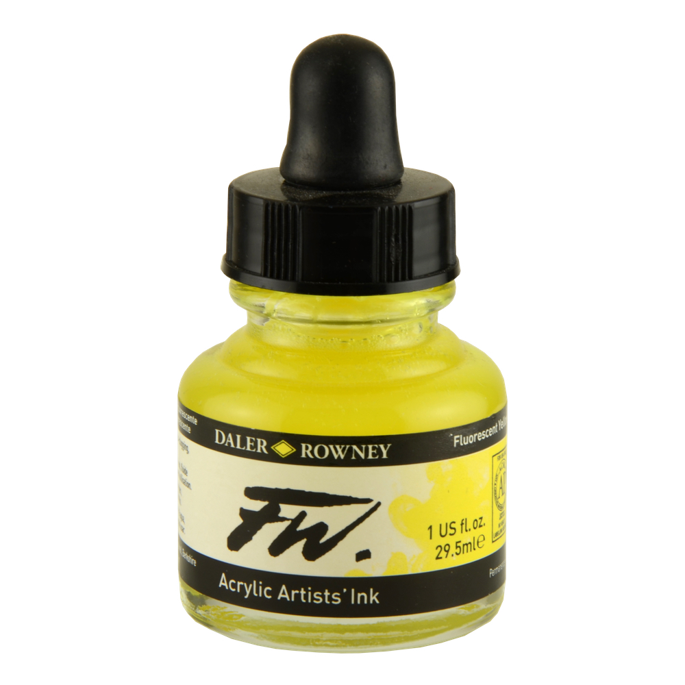 Fw Fluorescent Acryl Ink 1 Oz Yellow