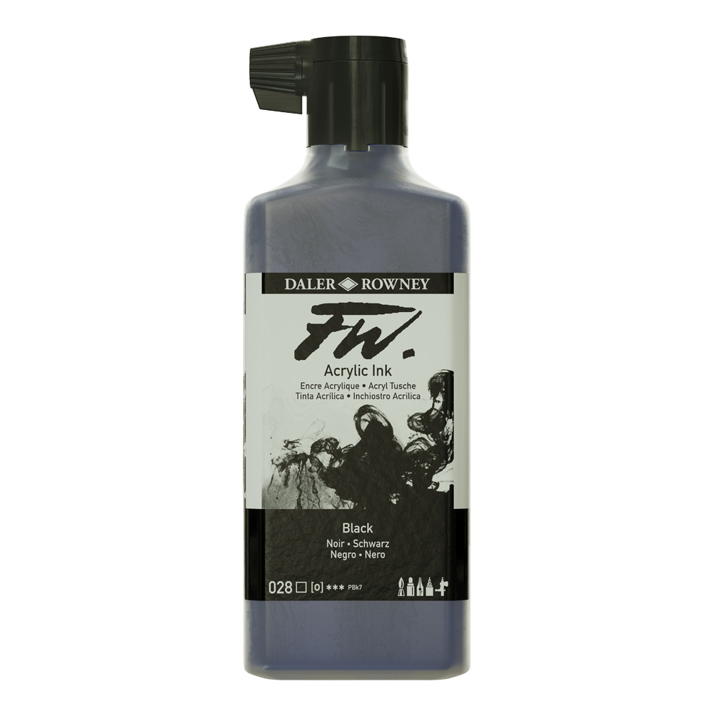 Fw Acrylic Artists Ink 180ml India Black