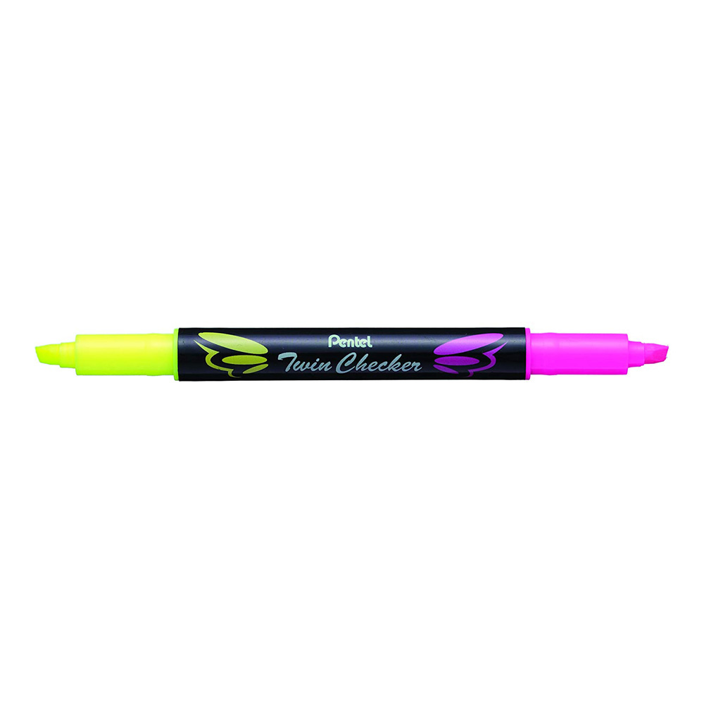 Pentel Twin Checker Highlighter Yellow/Pink