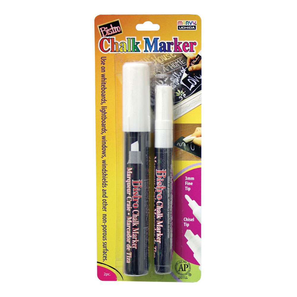 Bistro Chalk Marker White Set Fine & Broad