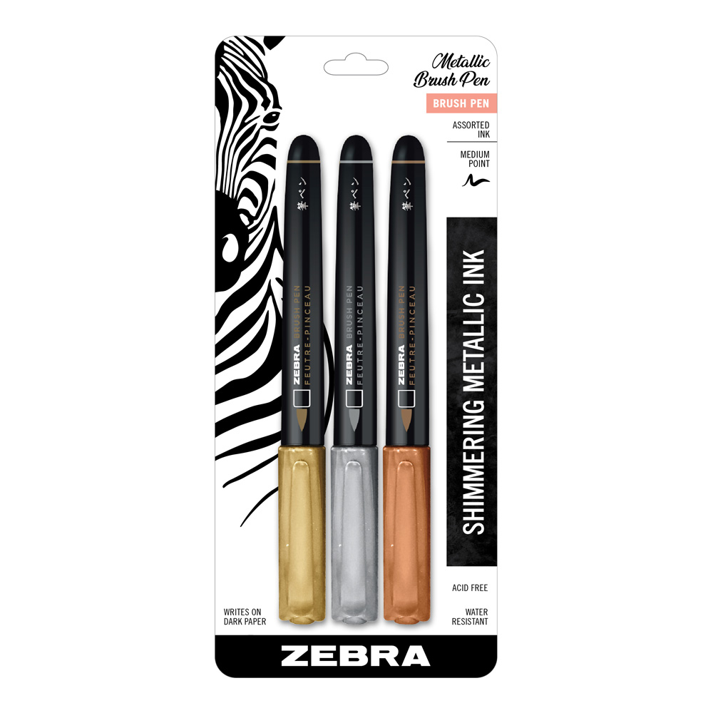 Metallic Brush Pen Assorted 3 Pack Medium