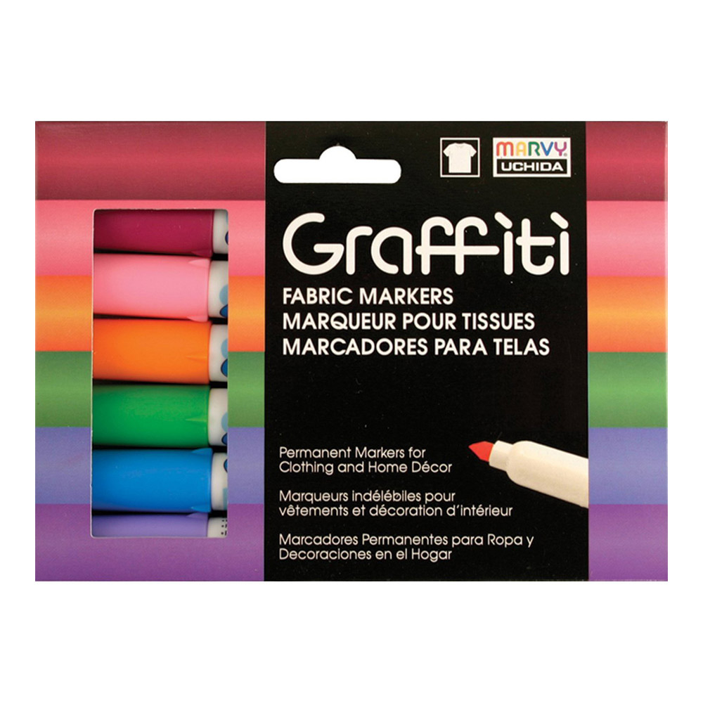 Graffiti Fabric Marker Set of 6/Floral Colors