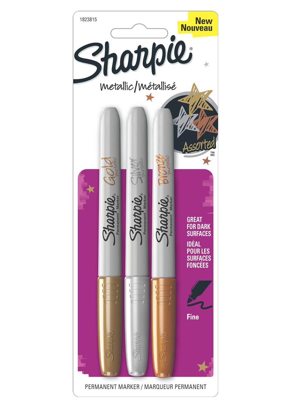 Sharpie Marker 3 Metallic Set G/S/B