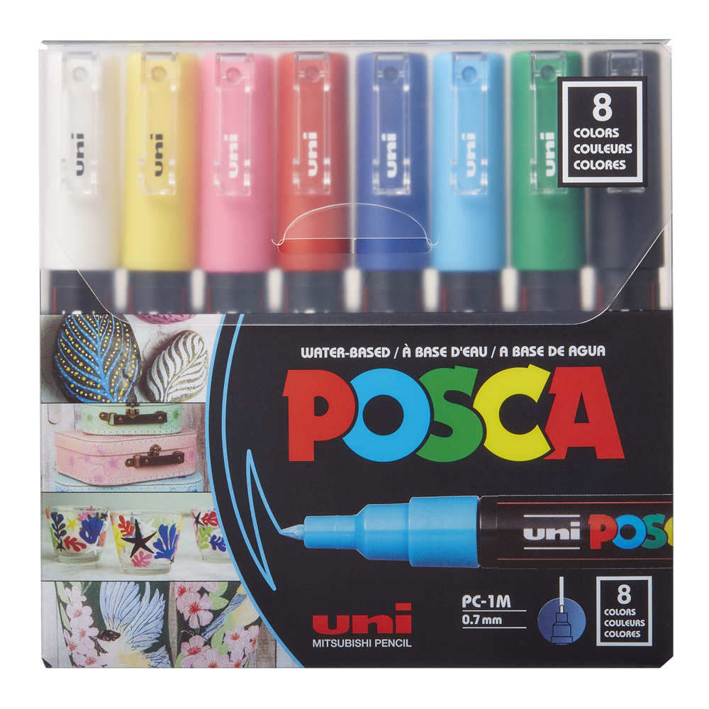 Posca PC-1M Extra Fine 1mm Basic Set of 8