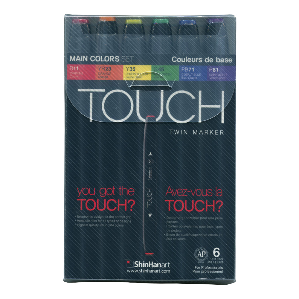 Shinhan Touch Twin Marker Set 6 Main Colors