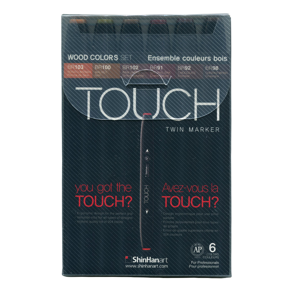 Shinhan Touch Twin Marker Set 6 Wood Colors