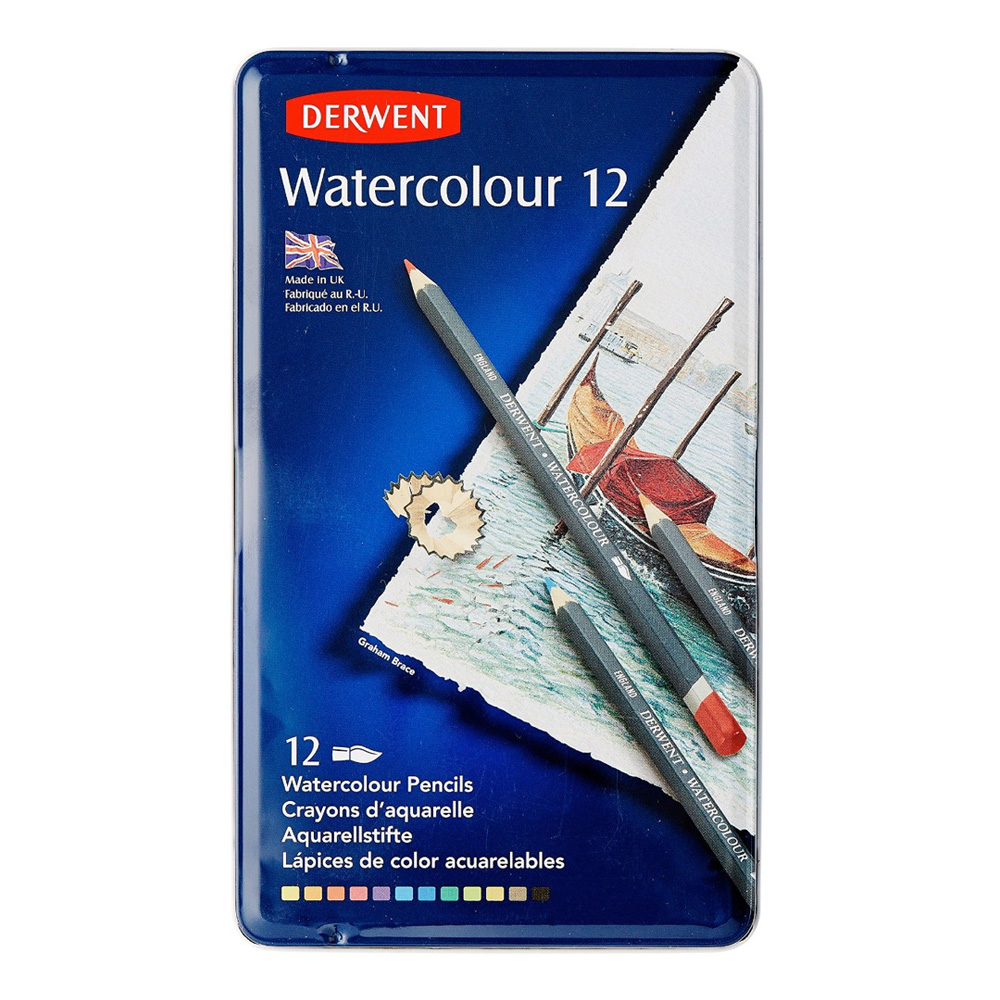 Derwent Watercolor 12 Pencil Metal Tin Set