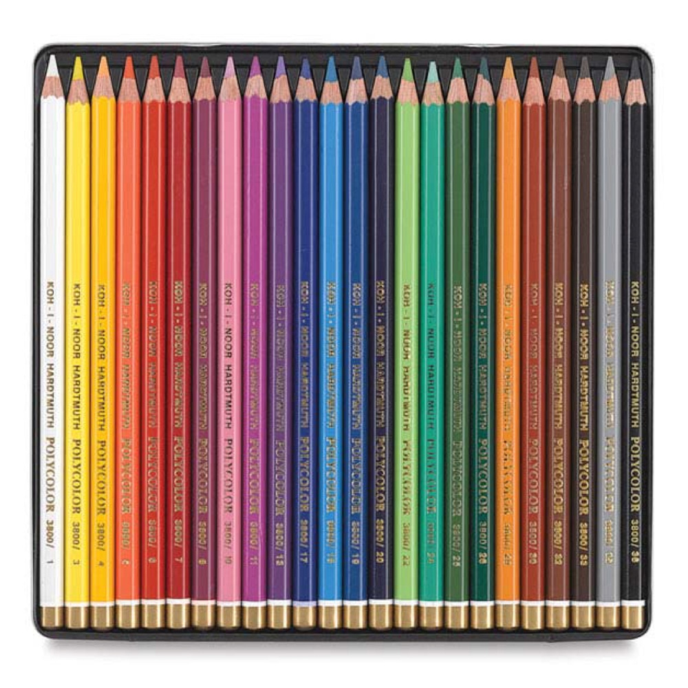 Koh-I-Noor Polycolor Artists' Colored Pencil Set in Wooden Box, 24-Pencils