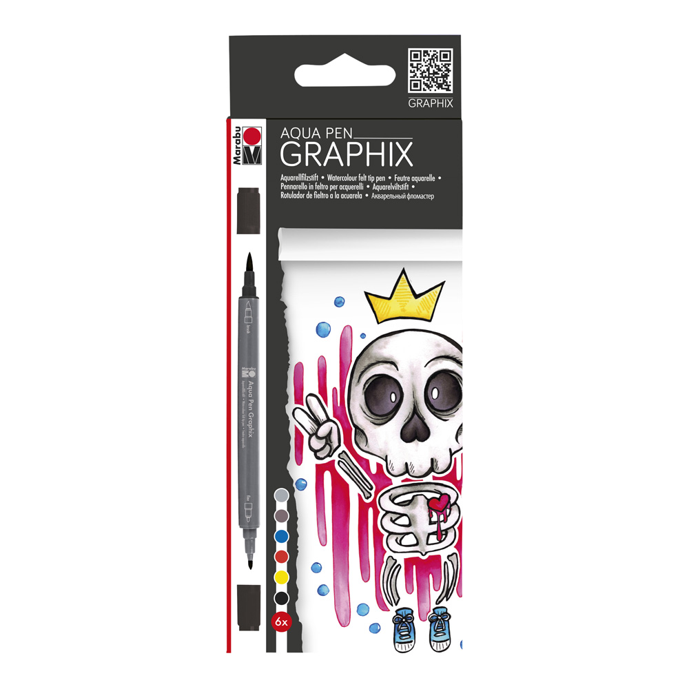 Marabu Graphix Aqua Pen King Bubblegum 6 pc