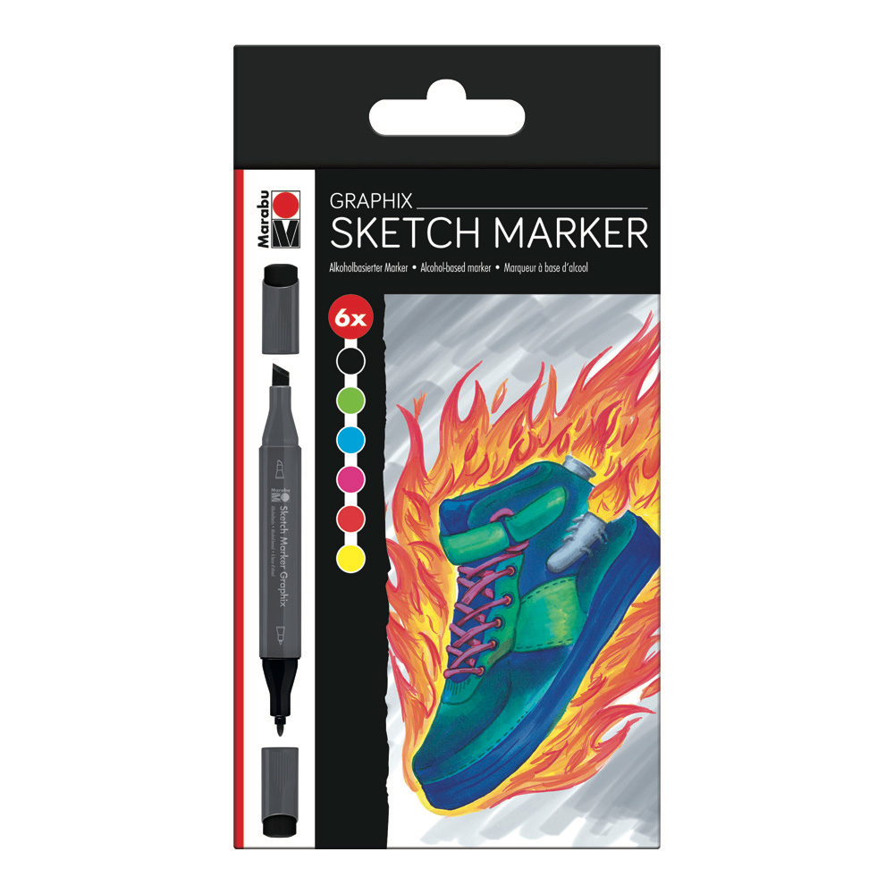 Marabu Graphix Sketch Marker Heat 6 pc Set