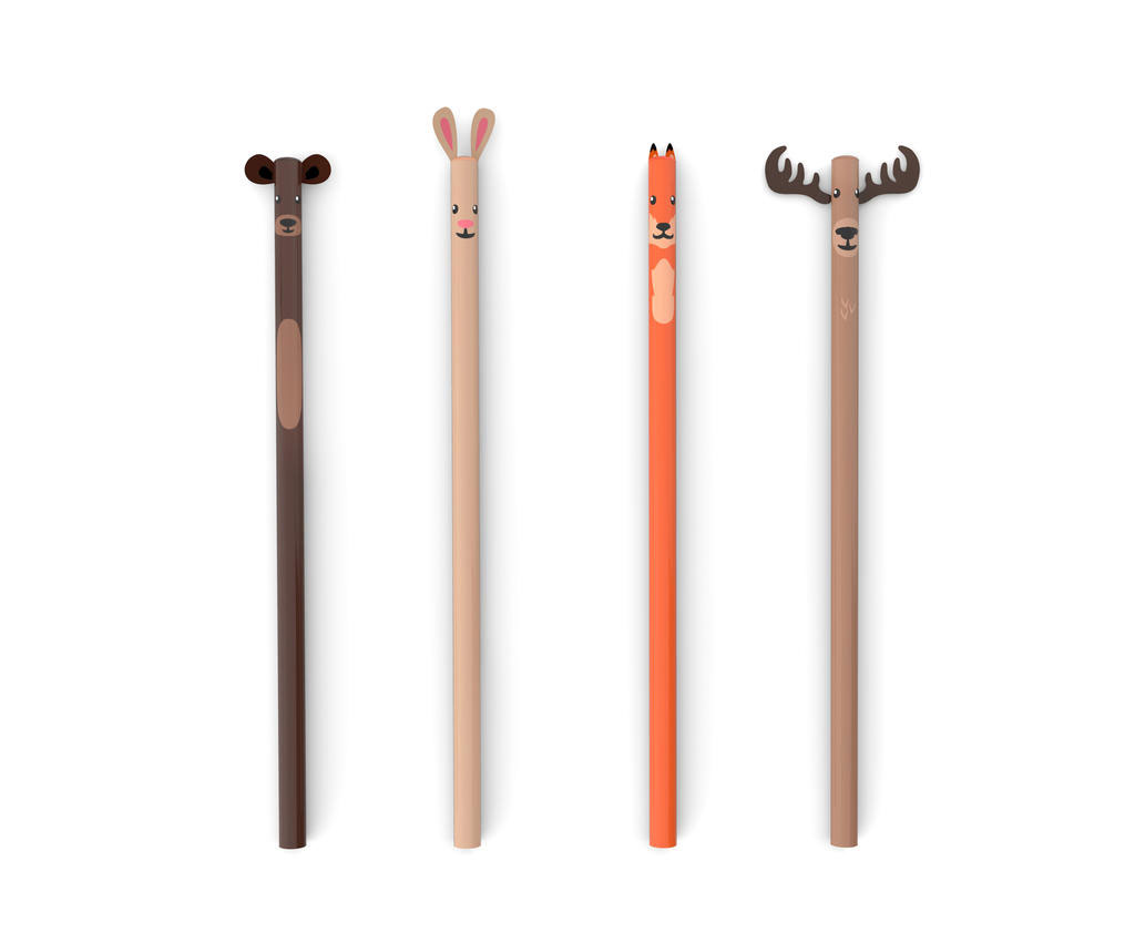 Kikkerland Woodland Pencils Set Of 4