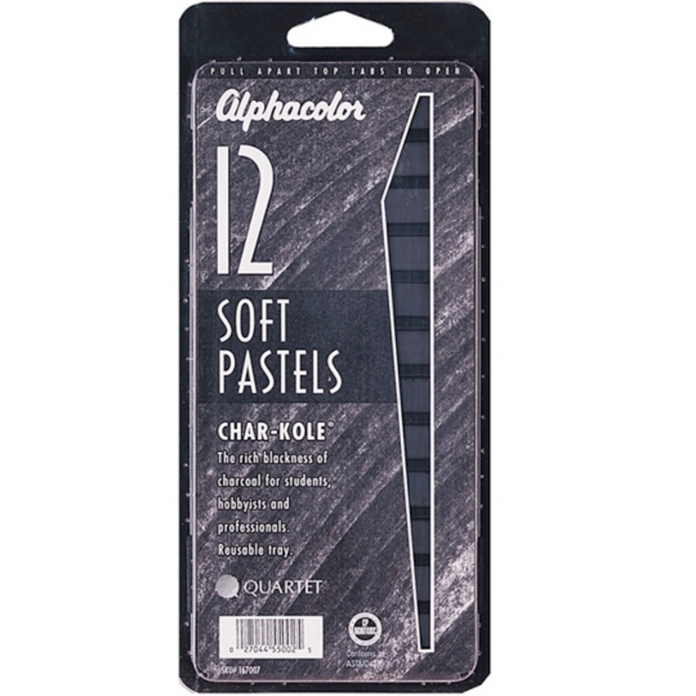 Alphacolor Char-Kole Box Of 12 Black Sticks