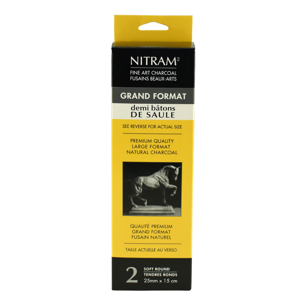 Nitram Charcoal Soft Rnd 25Mm Demi Stk 2 Pk