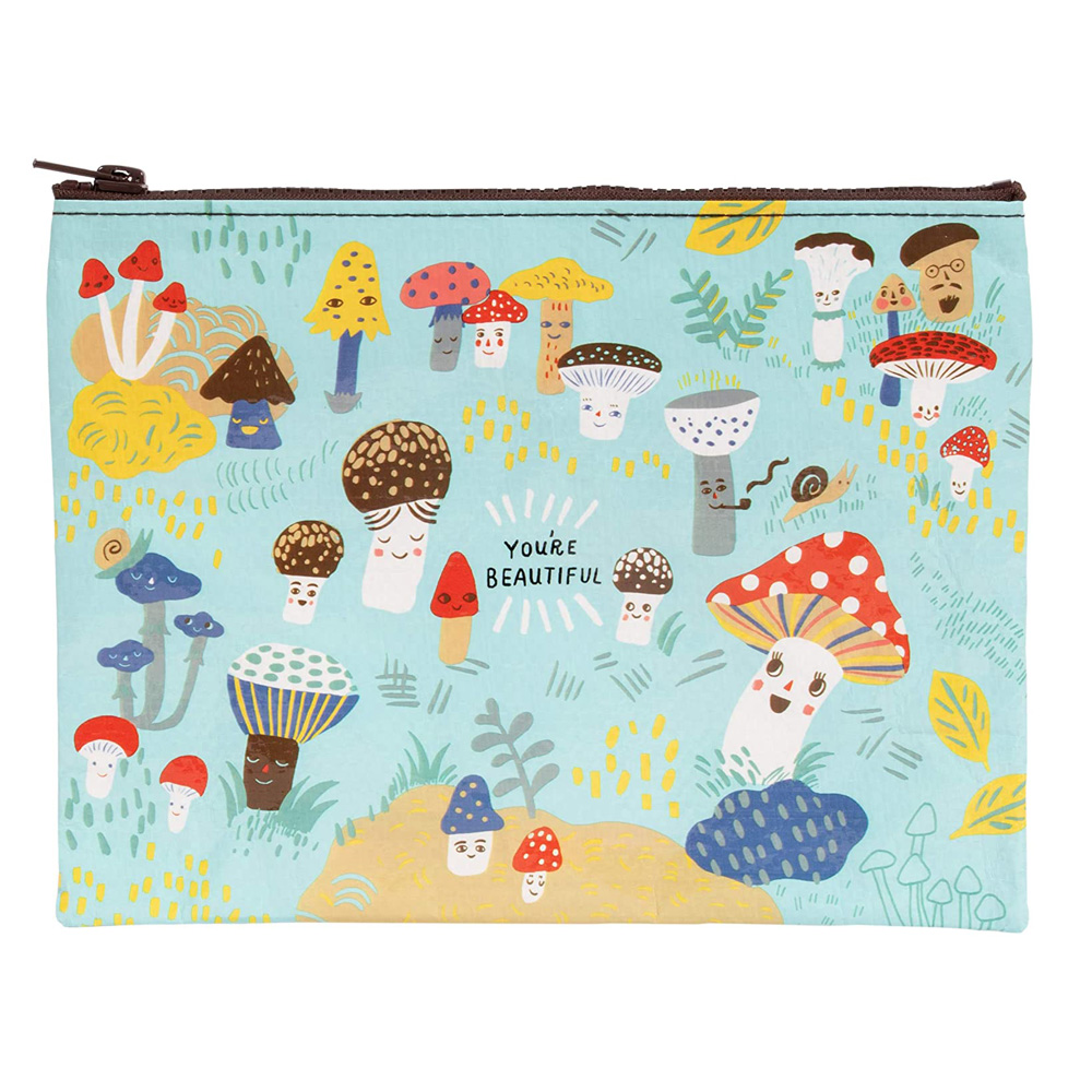 Blue Q Zipper Pouch: Cute Lil Mushrooms