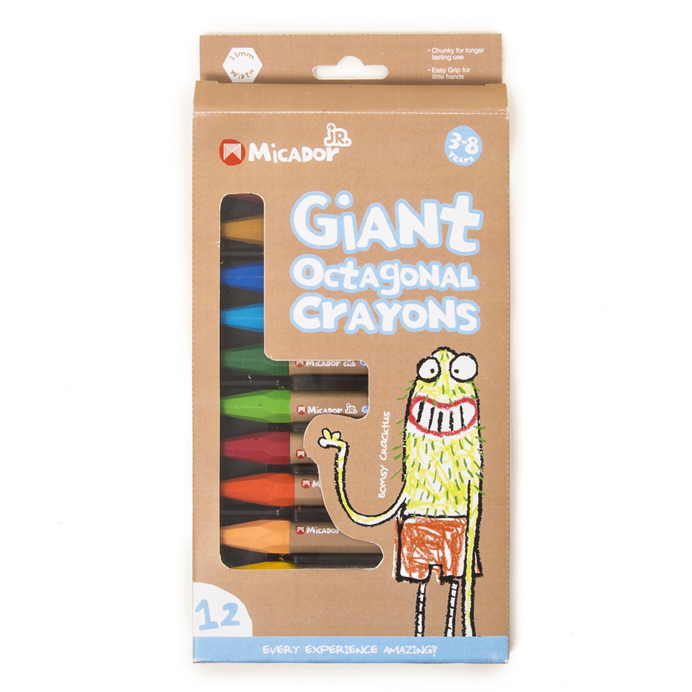 Micador jR Giant Octagonal Crayons 12pk