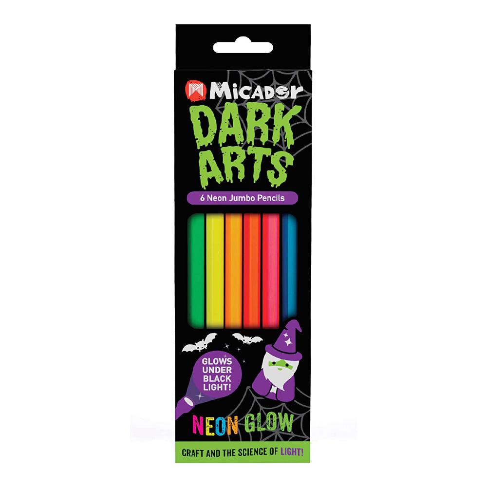 Micador Dark Arts Neon Glow Jumbo Pencils 6pk