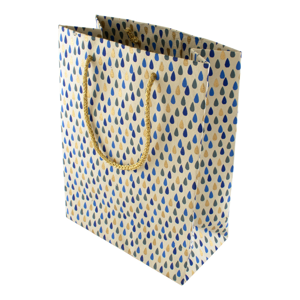 Shizen Small Gift Bag 304 Blue/Gold Raindrops