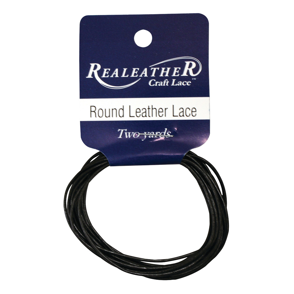 Realeather Round Black Leather Lace 1mmx72