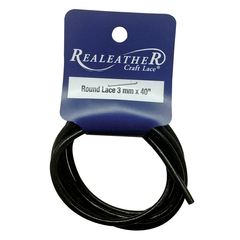 Realeather Round Black Leather Lace 3mmx72