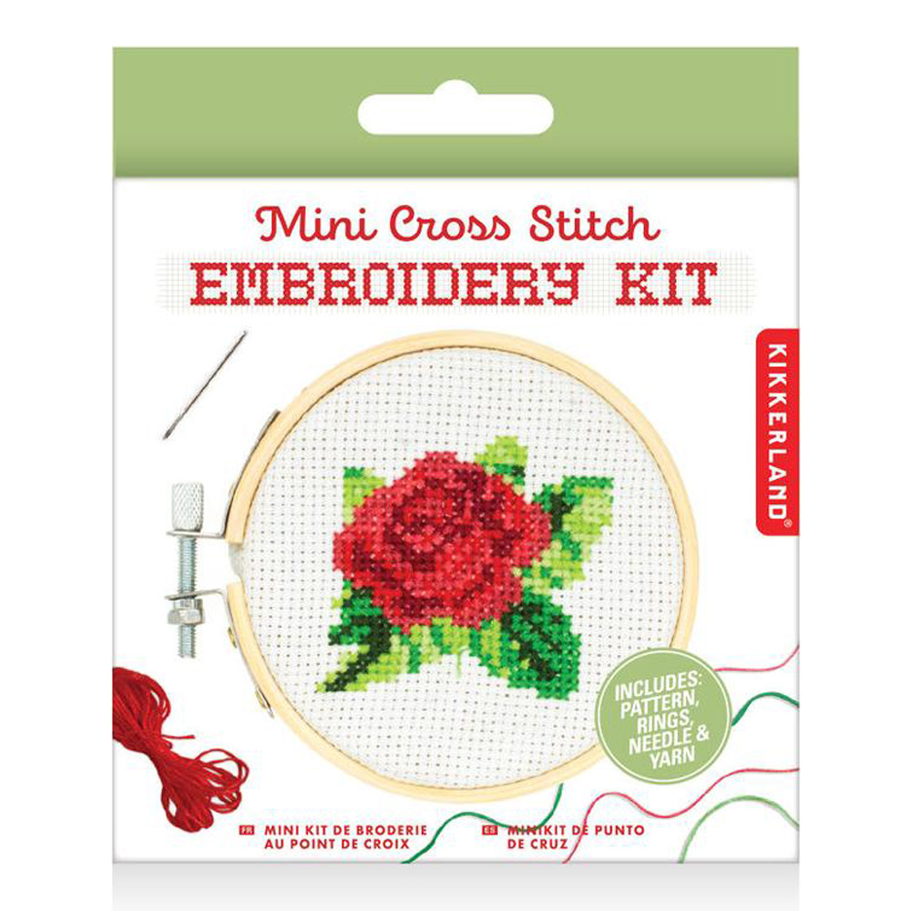 Kikkerland Mini Cross Stitch Kit Rose