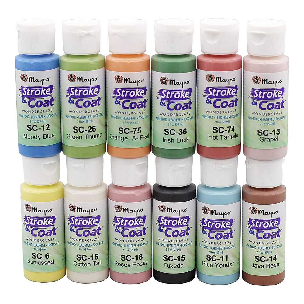 Mayco Stroke & Coat Glaze 12-Color Kit #1 2oz