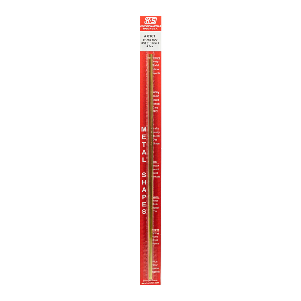 12In Solid Brass Rod 3/64 Diameter Pk/4